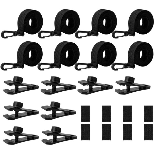 24 Pcs Pool Solar Cover Reel Blanket Straps and Clips,