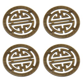 Tiazza 4Pcs Antique Brass Decorative Round Corner Protectors Wooden Jewelry Box Cabinet Drawer Copper Accessories
