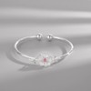 Ganquya Sterling Silver Plated Pink CZ Cherry Blossoms Flower Women