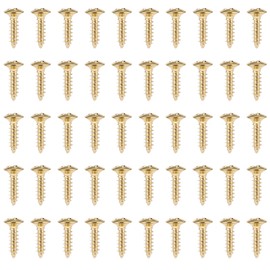 50 Pcs Electric Guitar Bass Pickguard Screws 3mm Bass Tuning Pegs Screws Tuner Scratch Plate Mounting Screw for Electric or Acoustic Guitar (Gold)