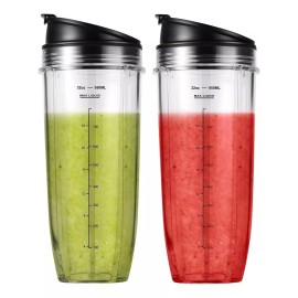 BLEND ( 2 Pack ) 32 OZ Cup with Sip N Seal Lids Compatible with Nutri Ninja Auto-iQ