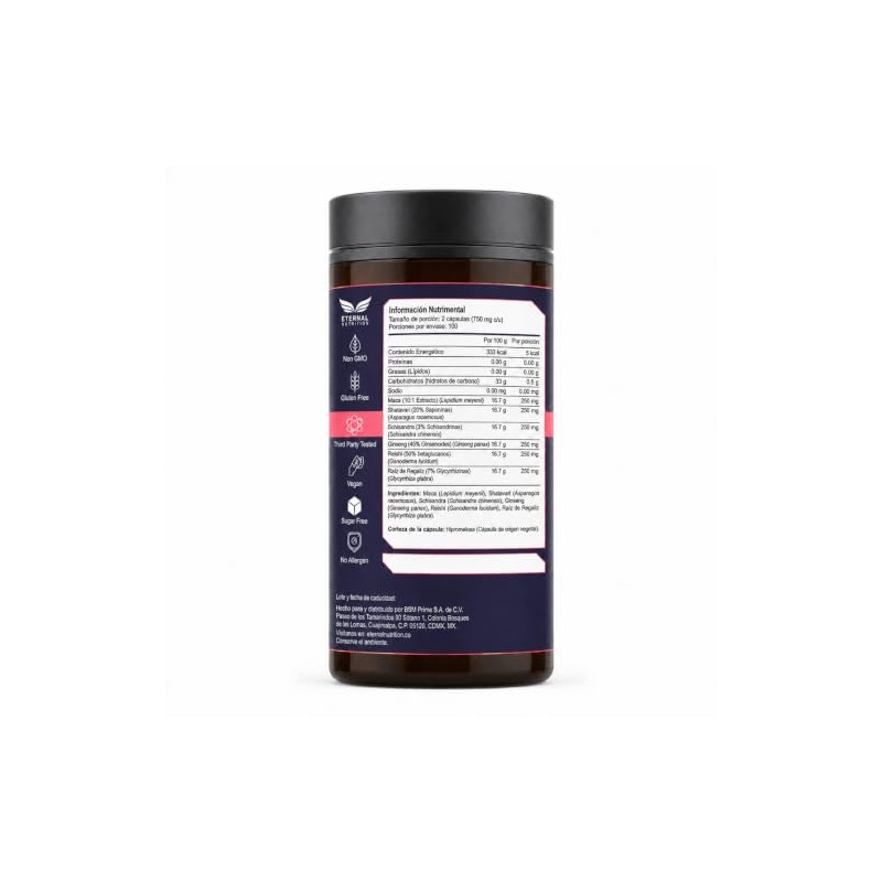 ETERNAL NUTRITION Women's Essentials: Maca y Adaptógenos Mujer (200 Caps)