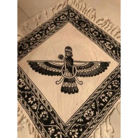Silk Road INT Farvahar Ahura Mazda tapestry wall hang hand made 12” x 12”