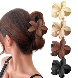 Pack of 4 Hair Clips with Floral Pattern, Large Hair Clips for Thick Hair, Hair Claw, Non-Slip Hair Jaw Clips, Hair Styling, Large Hair Clip for Women and Girls