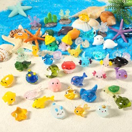 dsooldre 48pcs Mini Ocean Resin Animals Tiny Sea Animals Figurines Marine Miniature Plastic Animals Aquarium Ornaments Decorations for DIY Fish Tank Potted Micro Fairy Garden Dollhouse Accessory