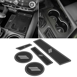 SENSHINE for Dodge Durango Accessories 2021 2022 2023 2024 2025 Cup Holder Insert Coasters Center Console Liner Trim Mats Non-Slip Silicone Anti Dust Premium Custom Interior 5PCs Set (Gray Trim)
