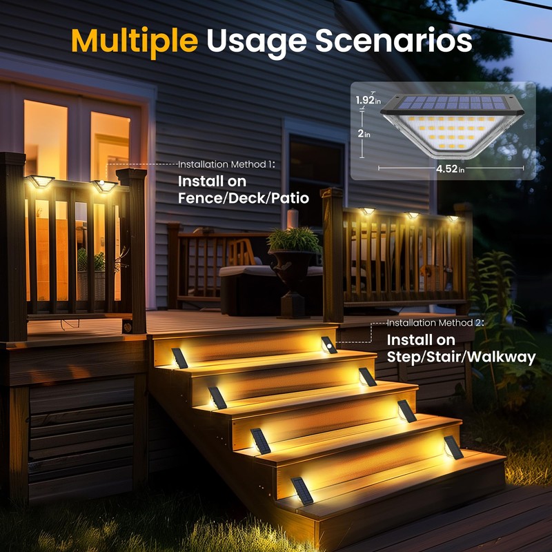 Solpex Solar Step Lights, 33 LEDs Solar Deck Lights Outdoor