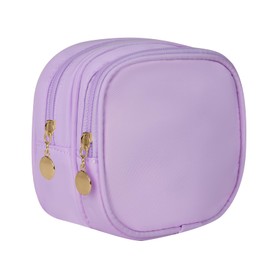 XIAOLER Small Makeup Pouch, Double Zipper Cosmetic Bag, Travel Makeup Bag, Cute Makeup Bag for Purse, Mini Toiletry Bag (lilac)