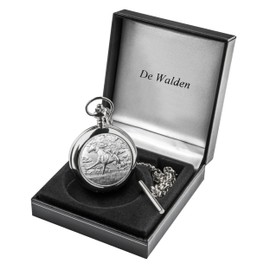 De Walden Horse Racing Gift for Men Pewter Analogue Pocket Watch with Chain Retirement Birthday Graduation Anniversary Christmas Any Occasion