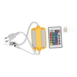JANDEI 12mm RGB Controller for 220V AC RGB LED Strip Supports up to 1300W and 80 Strip Counters Includes Remote Control, Plug and End Cap