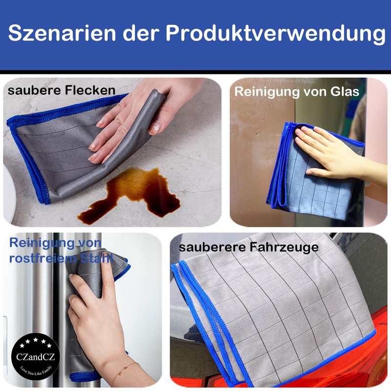 CZandCZ 4 x window cleaning cloths, microfibre cloths, 40 x