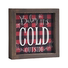 Baby It’s Cold Outside Wood Frame Christmas Sign, Farmhouse Style Christmas Tabletop Decor or Wall Decor, 6" W x 6" H