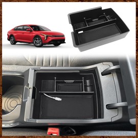 Muslogy Center Console Organizer Compatible with Kia K4 2025 Accessories Armrest Middle Console Divider Storage Box with Coin Holder Card Slot Tray Divider Insert Organizer
