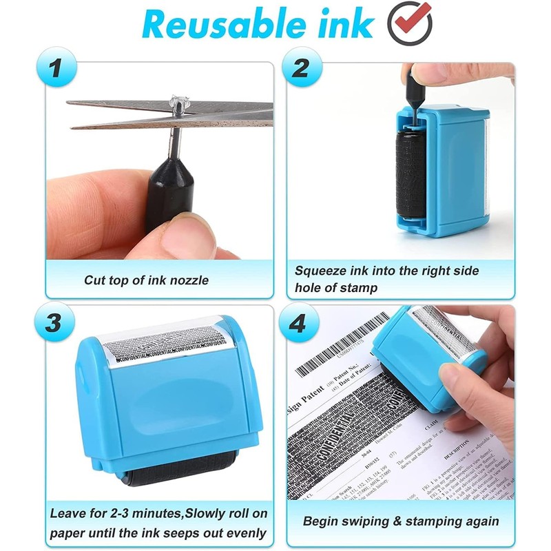 Xnourney Wide Data Defender Roller Stamp, Identity Theft Protection Roller