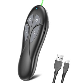 Green Laser Pointer for Presentations, Presentation Clicker Rechargeable Wireless Presenter Slide Clicker for Computer