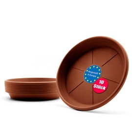 BigDean Pack of 10 Flower Pot Saucers Diameter 24.5 cm in Terracotta - Pot Trivet Made of Robust Plastic & Made in Europe