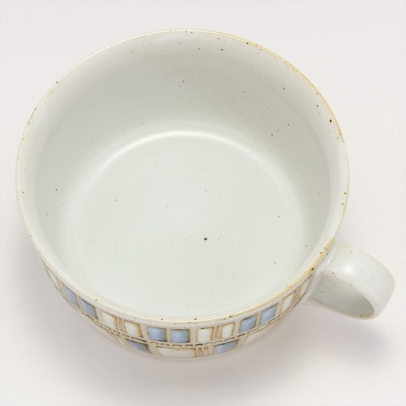 Kowa Pottery Hasami Ware Soup Cup Tile Art Blue