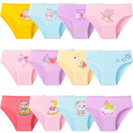 Adorel Girls' Briefs Cotton Briefs Panties Pack of 12, Animal world