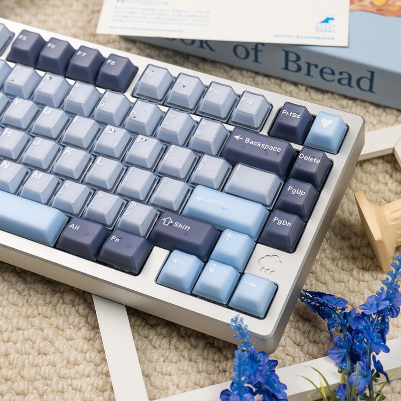 164 Keys Dark Blue Translucent Keycaps PBT Doubleshot Cherry Profile