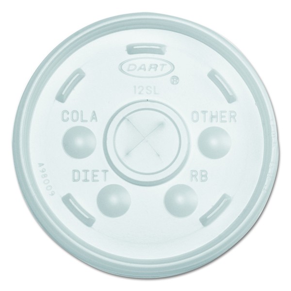 DART 12SL Translucent Straw Slotted Lid (Case of 1000), 12