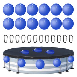 12 Pack Pool Cover Weights with Hooks, Leakproof PVC Pool Cover Hanging Bags, Heavy Duty Water Weights for Above Ground Winter Pool Cover, Antifreezing Pool Wall Bags