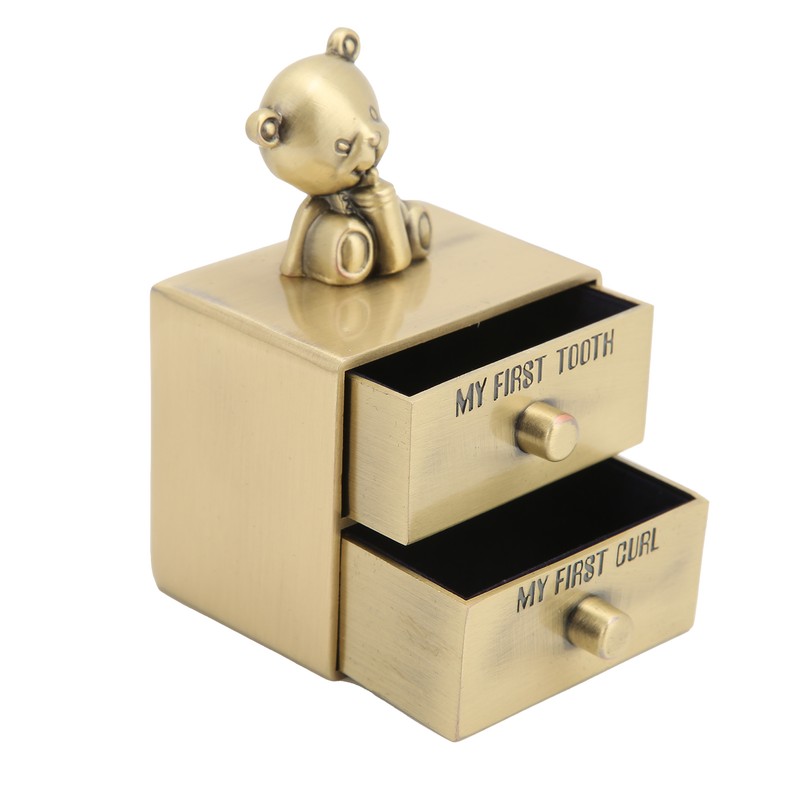 Tooth Box Metal Cute BearShape Storage Case with 2 Drawers