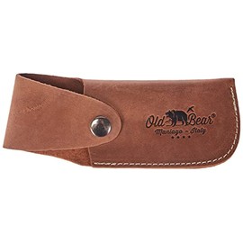 Old Bear Belt Case with Press Stud Leather Brown Large 16 cm