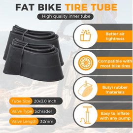 2PCS 20x3.0 Fat Bike Tire,2PCS 20x3.0 Fat Tire Tube and Bicycle Repair Tool Kit, Foldable Heavy Duty Off-Road Bike，Ebike Fat Tires Replacement Set