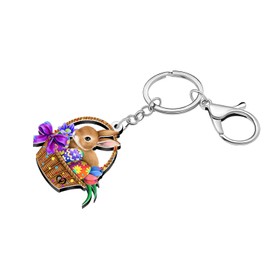 LONYOO Acrylic Easter Basket Eggs Bunny Keychain Accessories Rabbit Bunny Gifts for Women Girls Kids Backpack Purse Charms (Multi)
