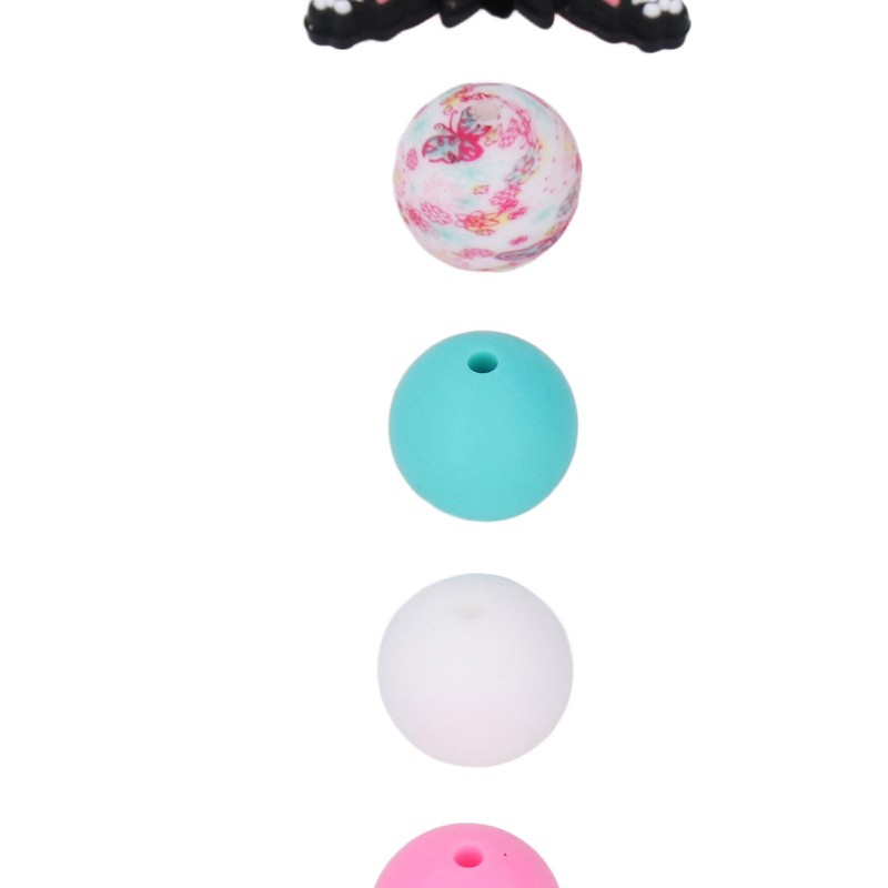 20Pcs Round Beads 5Pcs Butterfly Shaped Beads DIY Kit for