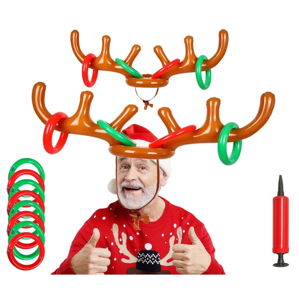 2 Set Christmas Inflatable Reindeer Antler Ring Toss Game, Christmas