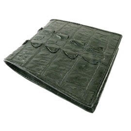 Pelgio Genuine Crocodile Alligator Tail Skin Leather Slim Bifold Men's Wallet ([C13] - 4 Card Slots + 1 ID Window + 2 Compartments for Bills, Black)
