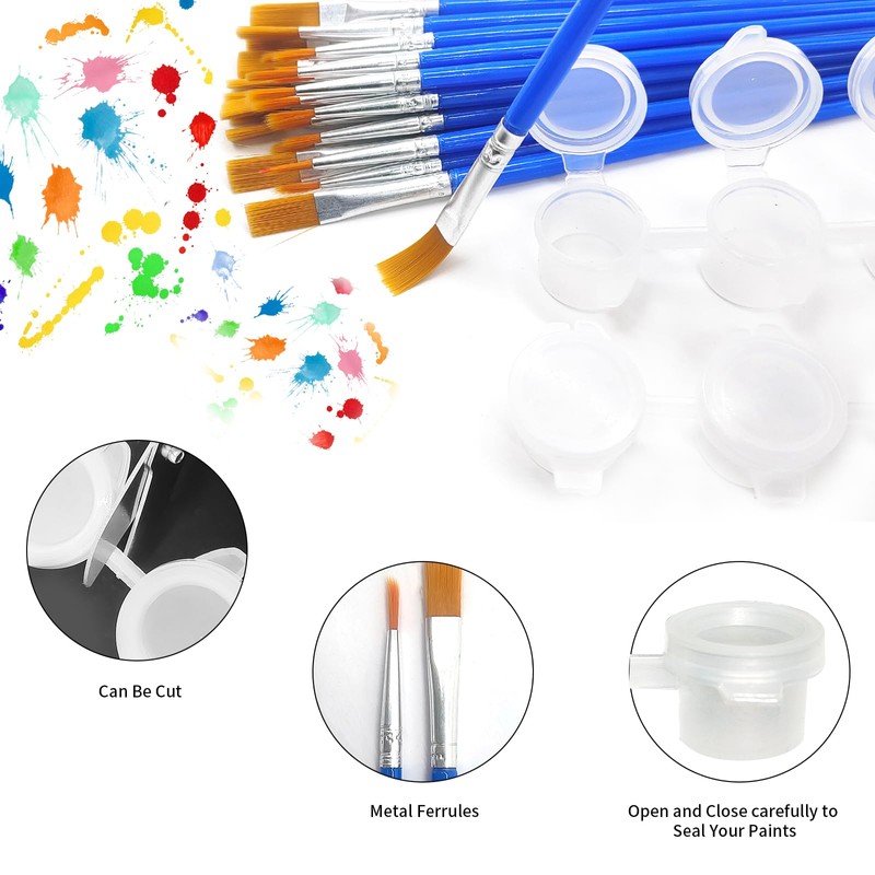 Annickee 40 Pcs Paint Brushes Set, 10Pcs 3ml Empty Paint