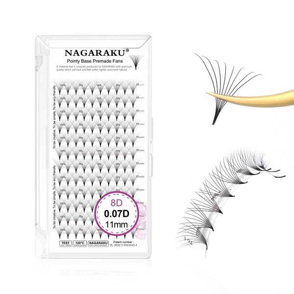 NAGARAKU 8D Prefabricated Fan Eyelashes, 120 Fans Volume, Premade Fans