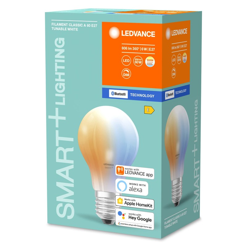 LEDVANCE Smart LED lamp with Bluetooth Technology, E27-base matt Optics,Light