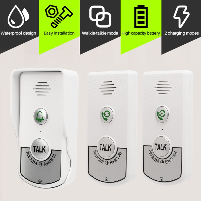 Denash Wireless Intercom Doorbell,3000ft/1000m Two-Way Talk Wireless Doorbell Security System,1