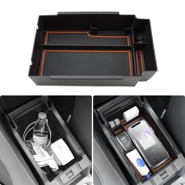 MARCHFA Center Console Organizer Tray Compatible for 2024 2025 Subaru Crosstrek Accessories Armrest Tray Organizer for 2024 Subaru Impreza Console Insert Secondary Storage Box Black (Orange)