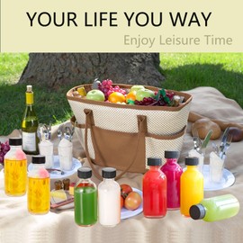 Paquete de 12 botellas de vidrio de 2 onzas con tapas y 2 embudos, tarro de chupito de vidrio, recipientes pequeños de vidrio con tapas, tarros de especias, botellas de jugo, mini botellas de viaje, botellas de muestra de 60 ml para poción, inyecciones d