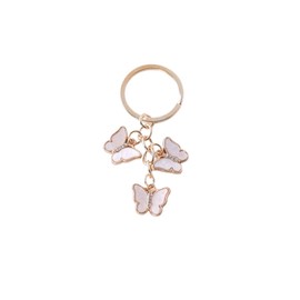 WJR 1~2 Pcs Cute Butterfly Charms Keychain Acrylic Crystal Butterfly Chain Tassel Keyring Purse Bag Accessories(White)