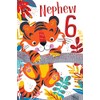 Nephew 6th Age 6 Today Cute Tiger Happy Birthday Card