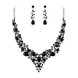 EVER FAITH Women's Jewellery Set Bridal Jewellery Set Crystal Flower Leaf Vine Teardrop Wedding Necklace Earrings Set, Crystal, Crystal