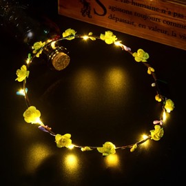 BESTOYARD 9pcs Girls Headband LED Hair Accessories Rattan Headband Flower Garland Light Up Flower Head Wreath Party Headdress Flower Li