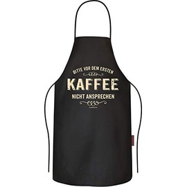 RAHMENLOS Barbecue Apron Cooking Apron Kitchen Apron as Gift for Men: Do Not Speak Before First Coffee – Pure Cotton, black