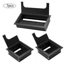 Niaciswe Square Cable Grommet Pack of 3 Cable Grommet Metal Cable Grommet Desk Cable Grommets for Office (Black 160 x 80 mm 80 x 80 mm)