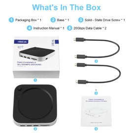 OFFCUP Mac Mini M4 Dock with 10Gbps NVMe SSD Enclosure (Up to 4TB), USB C Hub with 6 USB 3.2 10Gbps, SD/TF, Dual-Channel Dual Full-Speed Dock & Stand for Apple Mac Mini M4