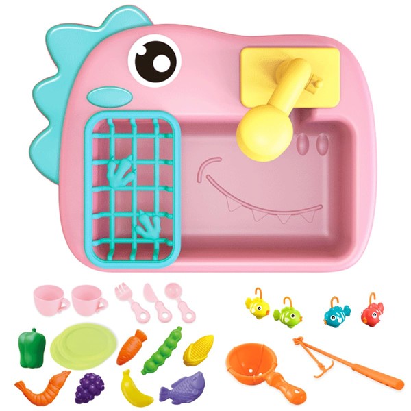 Kitchen Sink Toys with Running Water and Electric Faucet Automatic