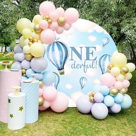 OERJU Boys 1st Birthday Round Backdrop Cover Mr Onederful Birthday Party Supplies Happy 1st Birthday Backdrop Kids Baby Boy First Birthday Party Decorations Background Photo Studio Props 6.5x6.5ft