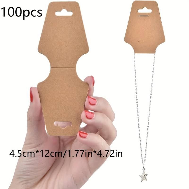 100pcs Kraft Jewellery Display Cards – Eco-Friendly Hanging Necklace, Bracelet