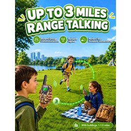 Walkie Talkies for Kids 4 Pack Outdoor Toys Games for Boys Girls 3 Miles Long Range Walkie Talkie Rechargeable with Clear Sound Camping, Hiking, Birthday Gifts for 3 4 5 6 7 8 9 10 11 12 Year Old Kids