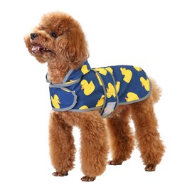 Dog Raincoat Hooded,Waterproof Rain Coat for Dogs with Adjustable Belly Strap,Reflective Strips, Lightweight Slicker Poncho Rain Jacket for Small Medium Large Dogs (Navy Blue Duck, Small)